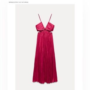 Zara NWT Elegant Raspberry Wrinkle effect Cut-Out Dress NWT!